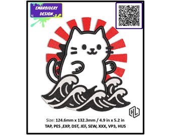 Digital File Embroidery Design, Catzilla. Embroidery Designs for PES, DST... Instant Download