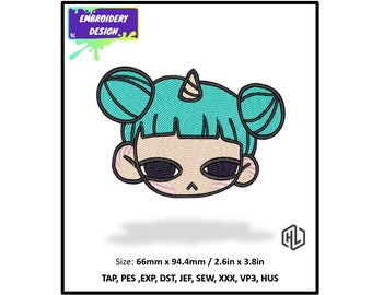 Digital File Embroidery Design, Cute Ogre haircolor, anime. Embroidery Designs for PES, DST, XXX... Instant Download
