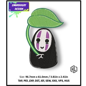 Digital File Embroidery Design, Happy No face, Studio Ghibli&#39;s anime. Embroidery Designs for PES, DST... Instant Download