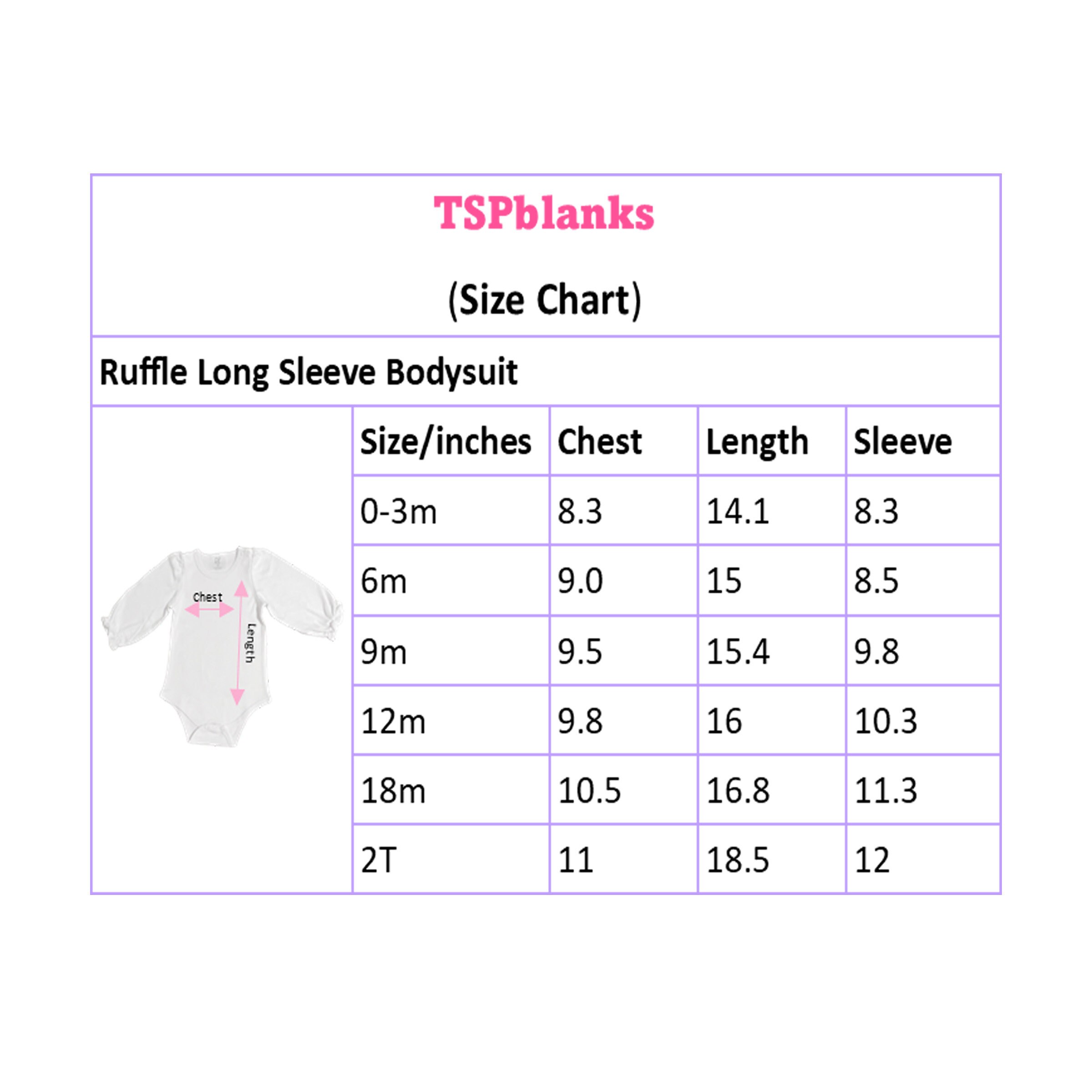 Blank Baby Girls' Ruffle Long Sleeve Bodysuit, Plain, White, 100