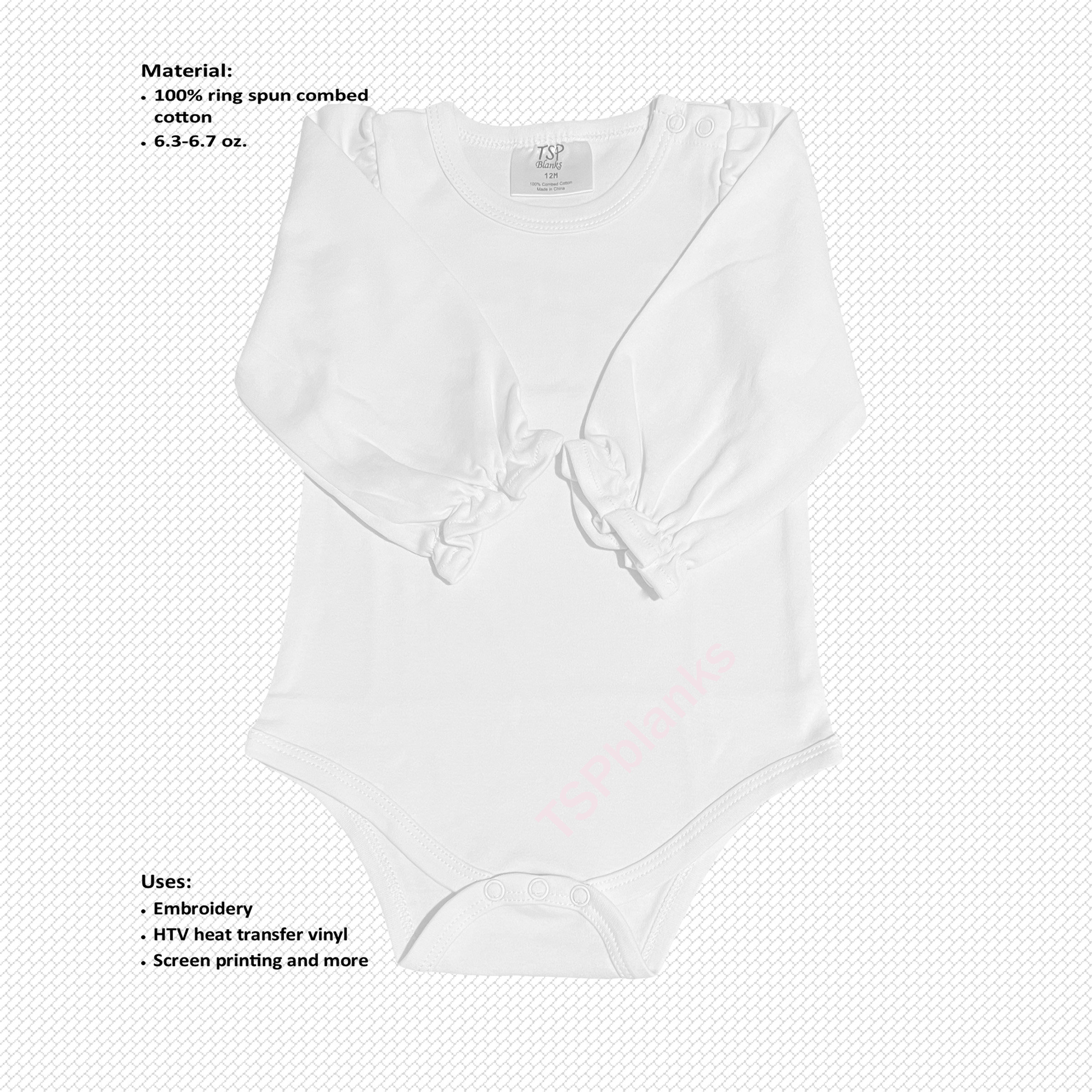 Blank Baby Girls' Ruffle Long Sleeve Bodysuit Plain Etsy