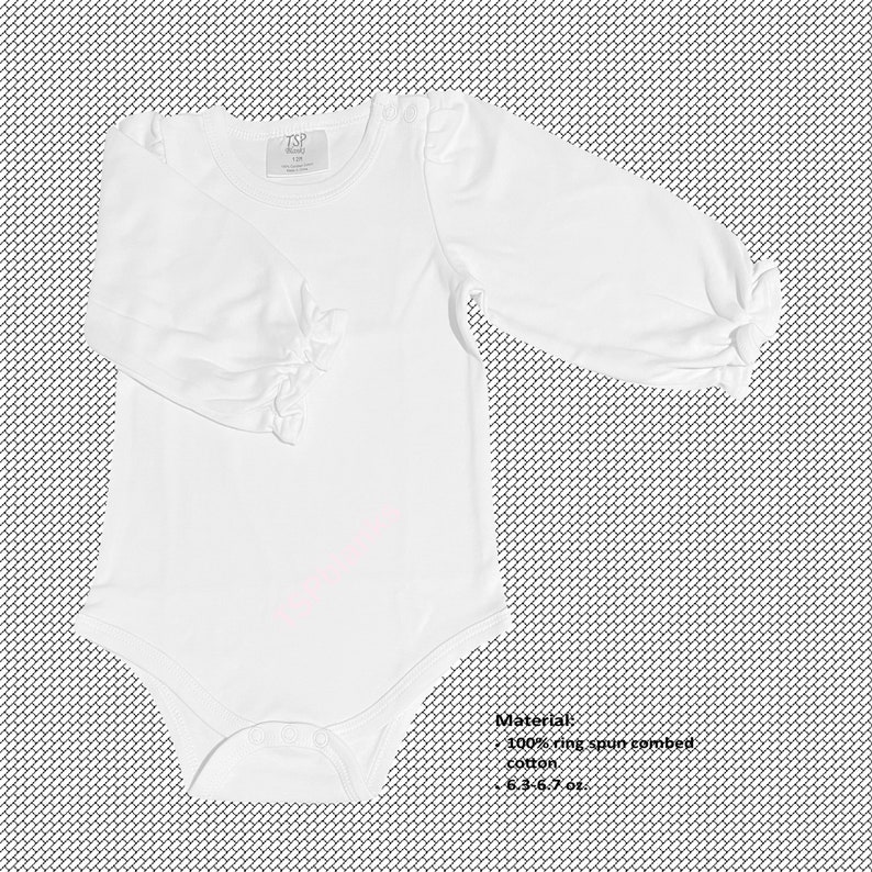 Blank Baby Girls' Ruffle Long Sleeve Bodysuit, Plain, White, 100