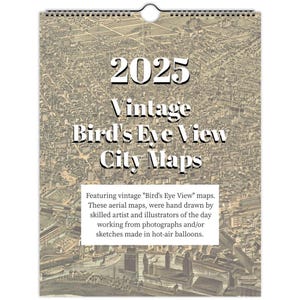 2025 Vintage Vogelansicht Stadtplan Wandkalender