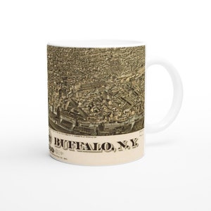 Buffalo, New York 1880 Karte | Antike Karte von Büffel | Weiße 11oz Keramik Tasse