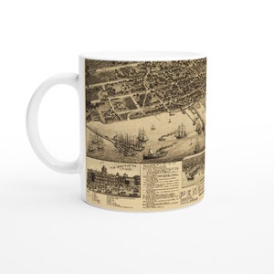 Pensacola Florida 1885 Karte | Weiße 11oz Keramik Tasse | Vintage Pensacola Karte Tasse