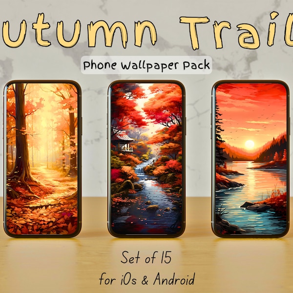 Autumn Forest Trails Phone Wallpapers | Set of 15 | All Smartphones | iOS & Android | 2k Resolution | Instant Download | Fall Colors