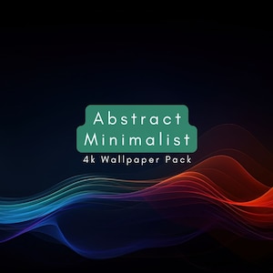 May include: Abstract Minimalist 4k Wallpaper Pack. A dark background with colorful, glowing, abstract waves.