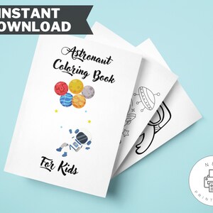 Kids astronaut space coloring book | Printable coloring pages for kids | Digital Download