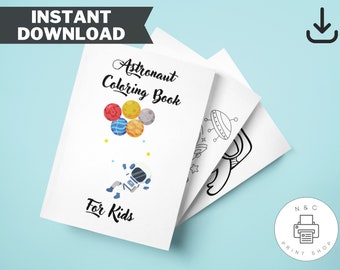 Kids astronaut space coloring book | Printable coloring pages for kids | Digital Download