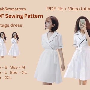Vintage Dress Pattern | Dress pattern | PDF Sewing Pattern | Dress sewing | Svg Pdf Gift | sewing pattern dress