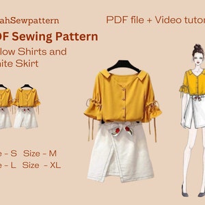 Honeycomb Shirt With Skirt Pattern | Yellow shirt with Skirt | PDF Sewing Pattern | Shirt sewing | Svg Pdf Gift | sewing pattern shirts