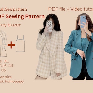 Sew pattern - Blazer with pant pattern - Size XL - blazer pattern - blazer sewing pattern - PDF sewing pattern - Buy 1 get 1