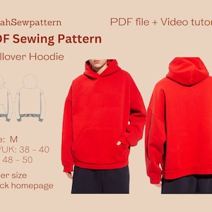 Pullover hoodie sewing patterns | hoodie sewing pattern | PDF Sewing Pattern | Size M | Hoodie PDF Sewing Pattern | Pdf Gift size S - XL