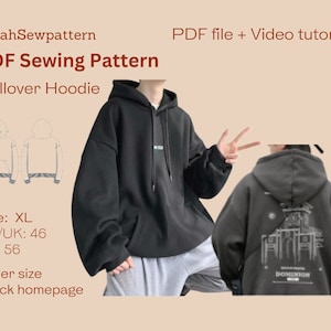 Pullover hoodie sewing patterns | hoodie sewing pattern | PDF Sewing Pattern | Size XL | Hoodie PDF Sewing Pattern | Pdf Gift
