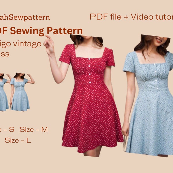 Vintage Dress Pattern | Vintage Dress | PDF Sewing Pattern | Dress sewing | Svg Pdf Gift | sewing pattern dress