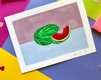 Hand painted watermelon with Gouache