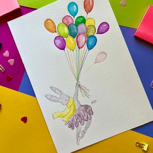 Bunny with ballons. Personalize it