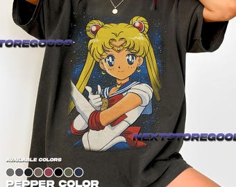 Koszulka Sailor Moon: Koszulka z anime i mangą w stylu retro z lat 90.