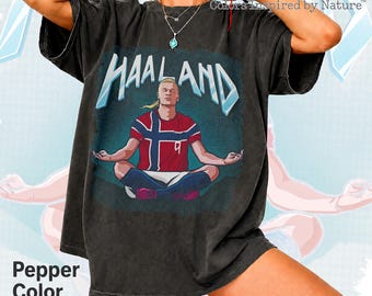 Haaland Vintage Bootleg SoccerT-Shirt, Meditation Athlete Tee, Football Inspired Art Shirt, Sports Fan Gift, Mindfulness Design BK