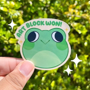 Art block won Sticker | Laminated Die cut sticker, Waterproof | Laptop decal | Scrapbooking | frog sticker