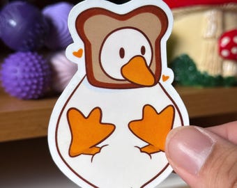 Bread Head Duck Sticker, Glossy Waterproof Sticker, Duck Funny Sticker