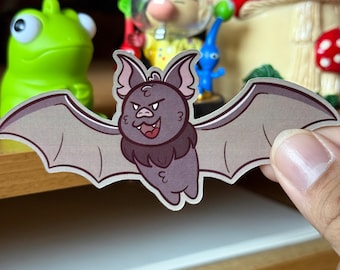 Fluffy bat Sticker, Cute Vampire Bat, Glossy Waterproof Sticker, Spooky Funny Sticker