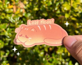 Loaf Mode Cat Sticker: Laminated Waterproof Decal