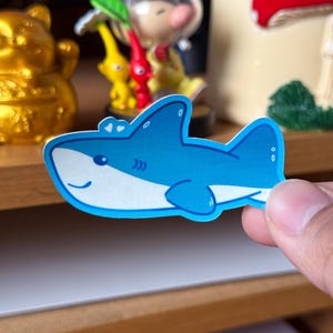 Blue Gummy Shark Sticker, Glossy Waterproof Sticker, Candy Funny Sticker