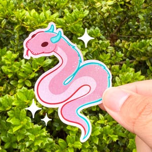 Pastel Dragon Snake Sticker | Laminated Die cut sticker, Waterproof | Laptop decal | Scrapbooking | Dragon sticker