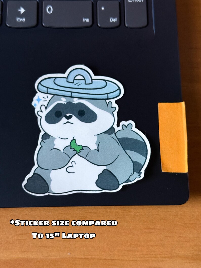 Fluffy Raccoon Sticker, Glossy Waterproof Sticker, Raccoon Funny ...