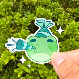 Party froggy Sticker | Laminated Die cut sticker, Waterproof | Laptop decal | Scrapbooking | Journal