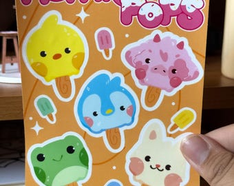 Melting Popsicles Sticker Sheet, Glossy Sticker Sheet For Journal, Laptop, Cute Kawaii Sticker Sheet