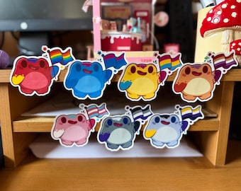 Pride Frogs Sticker Set: LGBTQ+ Flags, Glossy Waterproof Sticker, LGBT Funny Sticker