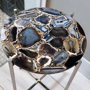 Round Natural Agate Coffee Table, Handmade Kitchen Counter Tops, Personalized Home Decor