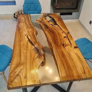 透明エポキシ樹脂ダイニングおよびコーヒーテーブルトップ、カスタム木製エンドテーブル、パーソナライズされたホームデコレーション家具、ユニークな手作りギフト