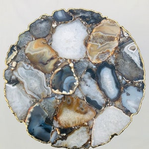 Round Natural Agate Coffee Table, Handmade Kitchen Counter Tops, Personalized Home Decor