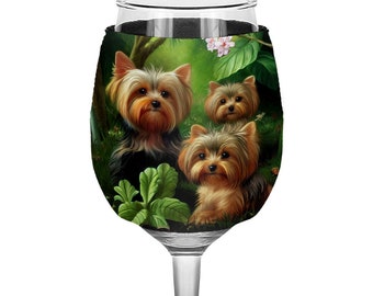 Dog Art Wine Glass Sleeve - Graphic Sleeves for Wine Glass - Puppy Wine Glass Sleeve