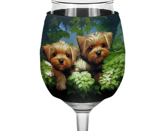 Puppy Print Wine Glass Sleeve - Cute Sleeves for Wine Glass - Animal Wine Glass Sleeve