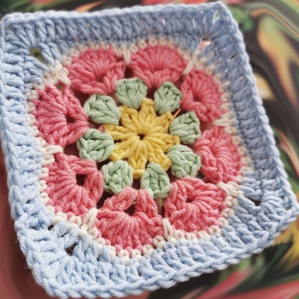 Pastel Flower Granny Square Crochet Pattern- Tea Coaster Crochet Pattern Handmade DIY Craft - Only Download PDF
