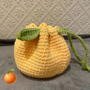 Crochet  Orange Bag Pattern - Drawstring Bag Crochet Pattern Crochet Fruit Pouch Pattern- Only Download PDF