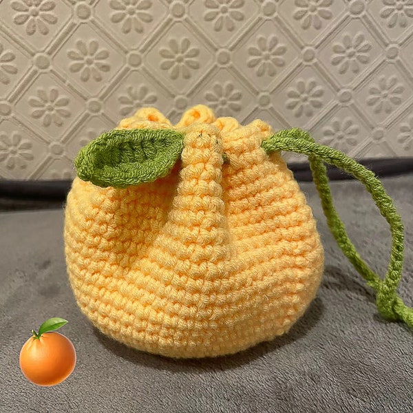 Crochet Orange Bag Pattern - Drawstring Bag Crochet Pattern Crochet Fruit Pouch Pattern - Only Download PDF