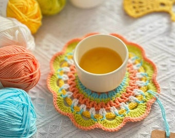 Mandala Coaster Crochet Pattern - Datura Style Handmade Craft for Tea Party with Your Friends - Only Download PDF