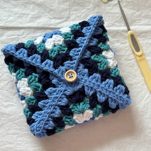 Patrón de crochet tarjetero cuadrado abuela, patrón billetera de crochet, tarjetero hecho a mano - Solo descargar PDF