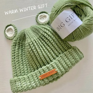 Fog Knitting Cap Crochet Pattern - Christmas Striped Cap Pattern Xmas Wool Hat DIY Kids Baby Winter Wonderland Warm Gift - Only Download PDF