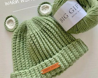 Fog Knitting Cap Crochet Pattern - Christmas Striped Cap Pattern Xmas Wool Hat DIY Kids Baby Winter Wonderland Warm Gift - Only Download PDF