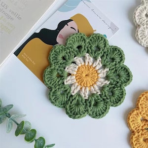 Crochet Pattern for Colorful Coasters, Home Table Coaster, Boho Style Flower Coaster - PDF ONLY