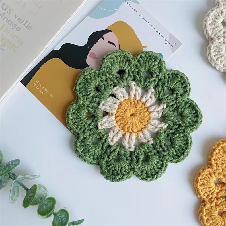 Crochet Pattern for Colorful Coasters, Home Table Coaster, Boho Style Flower Coaster - PDF ONLY