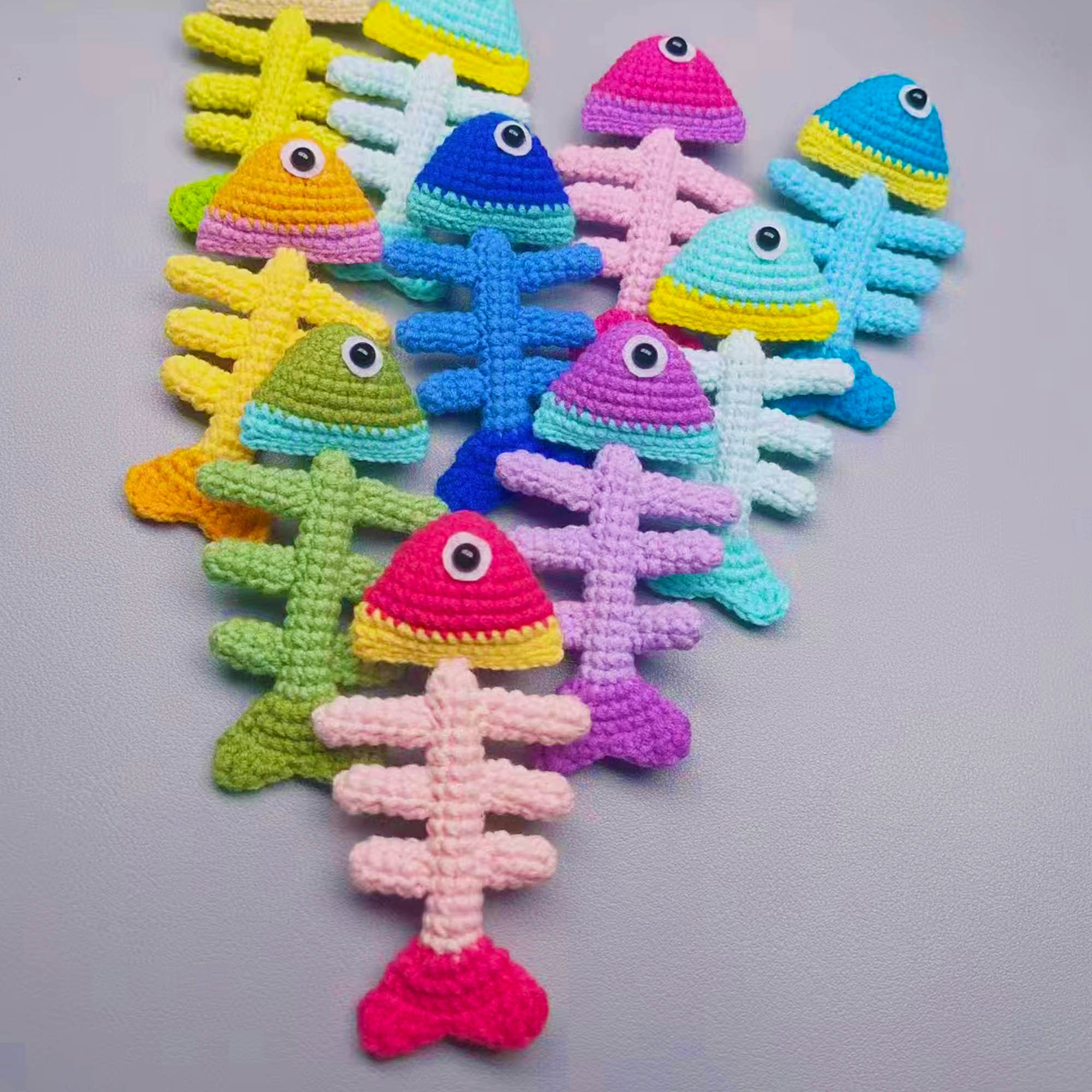 Fish Bone Keychain Fish Bones Crochet Pattern - Dead Fish Amigurumi Pattern Cat Toy DIY ...