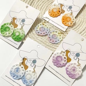 Pendientes Crochet Pattern - Pendientes Joyas Crochet Ear Wearing Handmade DIY Craft - Solo Descargar PDF