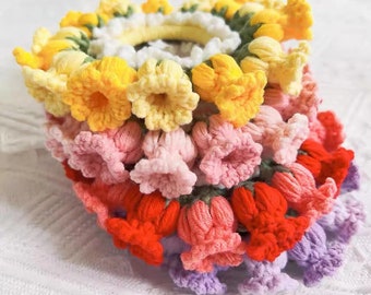 Haargummi Häkelanleitung - Florale Haarbänder Haarseil Pferdeschwanz Halter Haar Scrunchie Handgemacht DIY Handwerk - Nur Download PDF